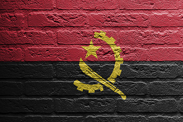 Image showing Brick wall with a painting of a flag,  Angola