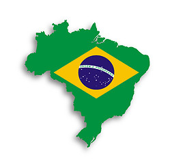 Image showing Map of brazil with flag inside