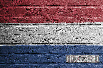 Image showing Brick wall with a painting of a flag, Holland