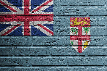 Image showing Brick wall with a painting of a flag, Fiji