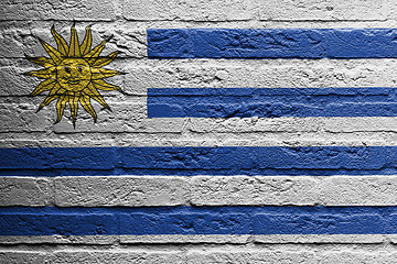 Image showing Brick wall with a painting of a flag, Uruguay