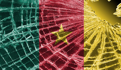 Image showing Broken glass or ice with a flag, Cameroon