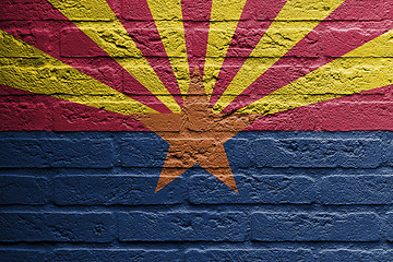 Image showing Brick wall with a painting of a flag, Florida