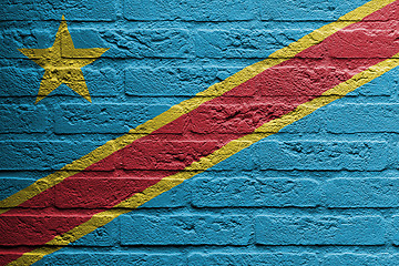 Image showing Brick wall with a painting of a flag, The Democratic Republic of