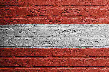 Image showing Brick wall with a painting of a flag, Austria