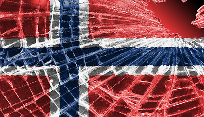 Image showing Broken glass or ice with a flag, Norway
