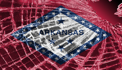 Image showing Broken glass or ice with a flag, Arkansas