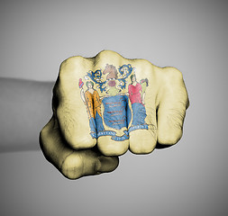 Image showing United states, fist with the flag of new jersey