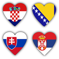 Image showing Flags in the shape of a heart, coutries