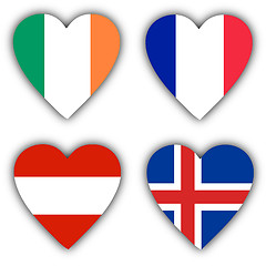 Image showing Flags in the shape of a heart, coutries