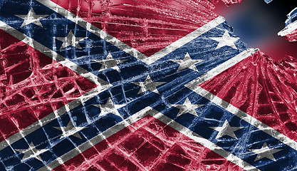 Image showing Broken ice or glass with a flag pattern, Confederate flag 