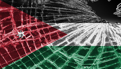 Image showing Broken glass or ice with a flag, Jordan