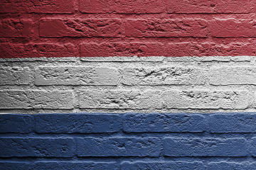 Image showing Brick wall with a painting of a flag, Holland