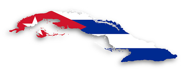 Image showing Map of Cuba filled with flag