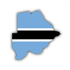 Image showing Country shape outlined and filled with the flag of Botswana