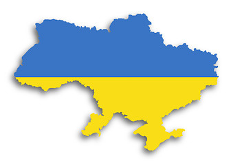 Image showing Map of the Ukraine filled with flag