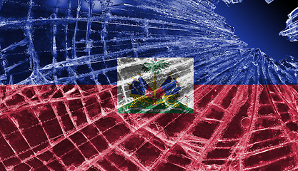 Image showing Broken glass or ice with a flag, Haiti