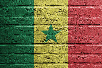Image showing Brick wall with a painting of a flag, Senegal