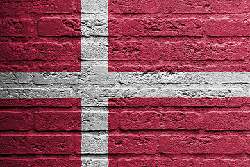 Image showing Brick wall with a painting of a flag, Denmark