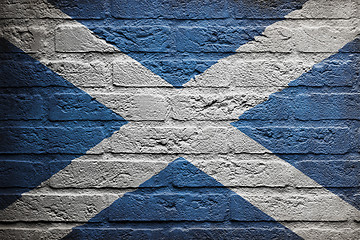 Image showing Brick wall with a painting of a flag, Scotland
