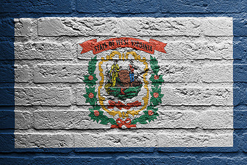 Image showing Brick wall with a painting of a flag, West Virginia