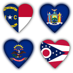 Image showing Flags in the shape of a heart, US states