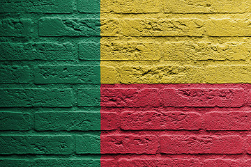 Image showing Brick wall with a painting of a flag, Benin