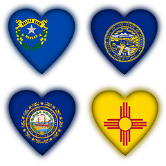 Image showing Flags in the shape of a heart, US states