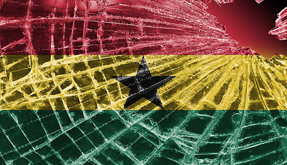 Image showing Broken glass or ice with a flag, Ghana