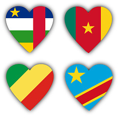 Image showing Flags in the shape of a heart, coutries