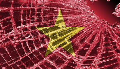 Image showing Broken ice or glass with a flag pattern, Vietnam 
