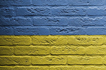 Image showing Brick wall with a painting of a flag, Ukraine