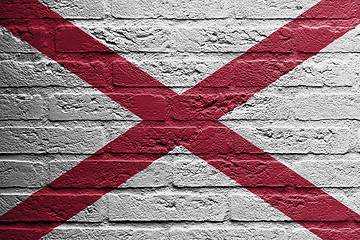 Image showing Brick wall with a painting of a flag, Alabama