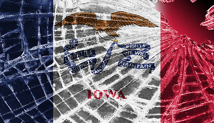 Image showing Broken glass or ice with a flag, Iowa