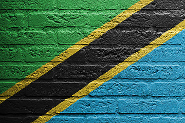 Image showing Brick wall with a painting of a flag, Tanzania