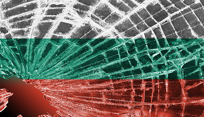 Image showing Broken glass or ice with a flag, Bulgaria