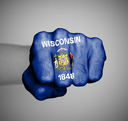 Image showing United states, fist with the flag of Wisconsin