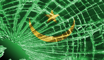 Image showing Broken glass or ice with a flag, Mauritania