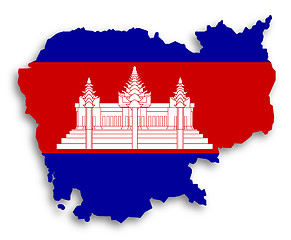Image showing Map of Cambodia filled with flag