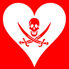 Image showing Pirate flag in the shape of a heart