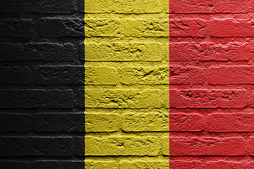 Image showing Brick wall with a painting of a flag, Belgium