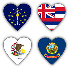 Image showing Flags in the shape of a heart, US states