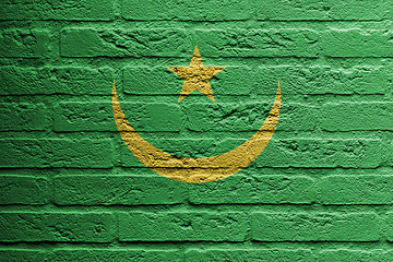 Image showing Brick wall with a painting of a flag, Mauritania