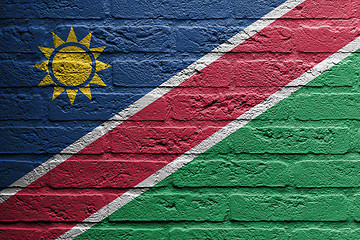 Image showing Brick wall with a painting of a flag, Namibia