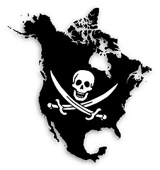 Image showing Map of North America filled with a pirate flag