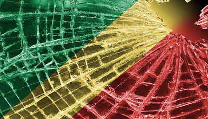 Image showing Broken glass or ice with a flag, Republic of the Congo