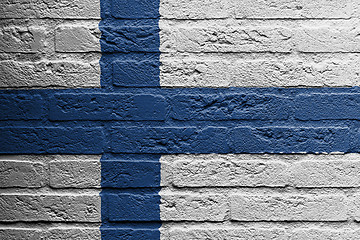 Image showing Brick wall with a painting of a flag, Finland