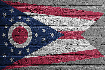 Image showing Brick wall with a painting of a flag, Ohio