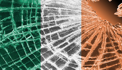 Image showing Broken glass or ice with a flag, Ireland