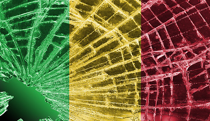 Image showing Broken glass or ice with a flag, Mali